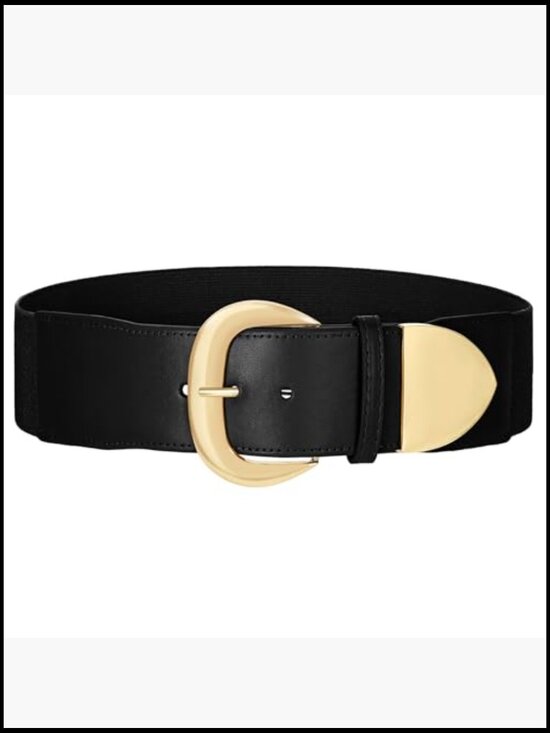 Wide Elastic Belt with Gold Buckle for Dresses and Skirts main image 4